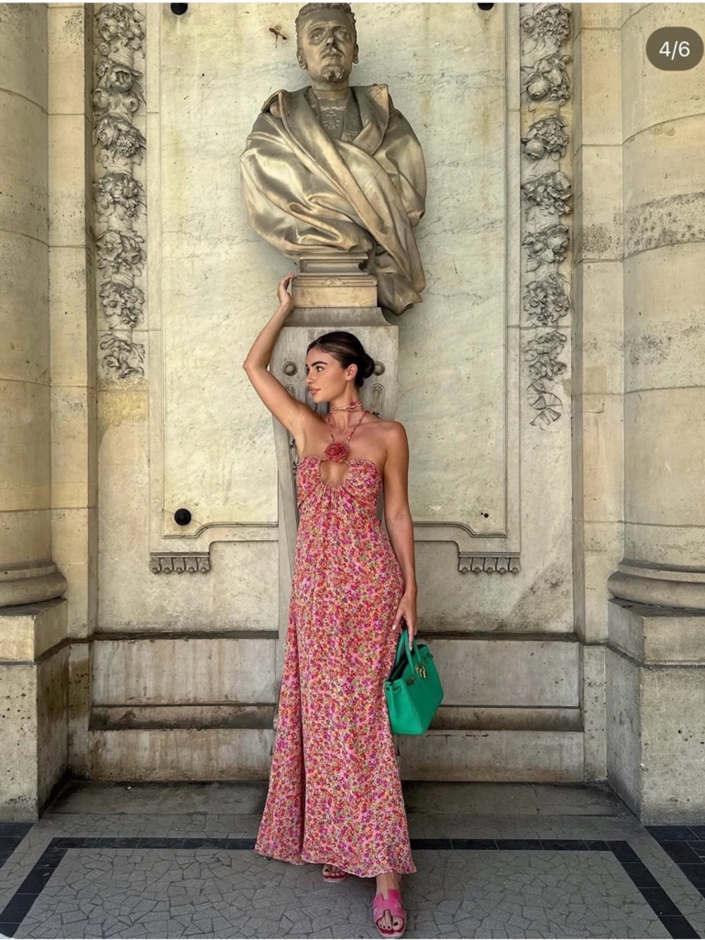For Love And Lemons Pink Floral Keyhole Maxi Dress